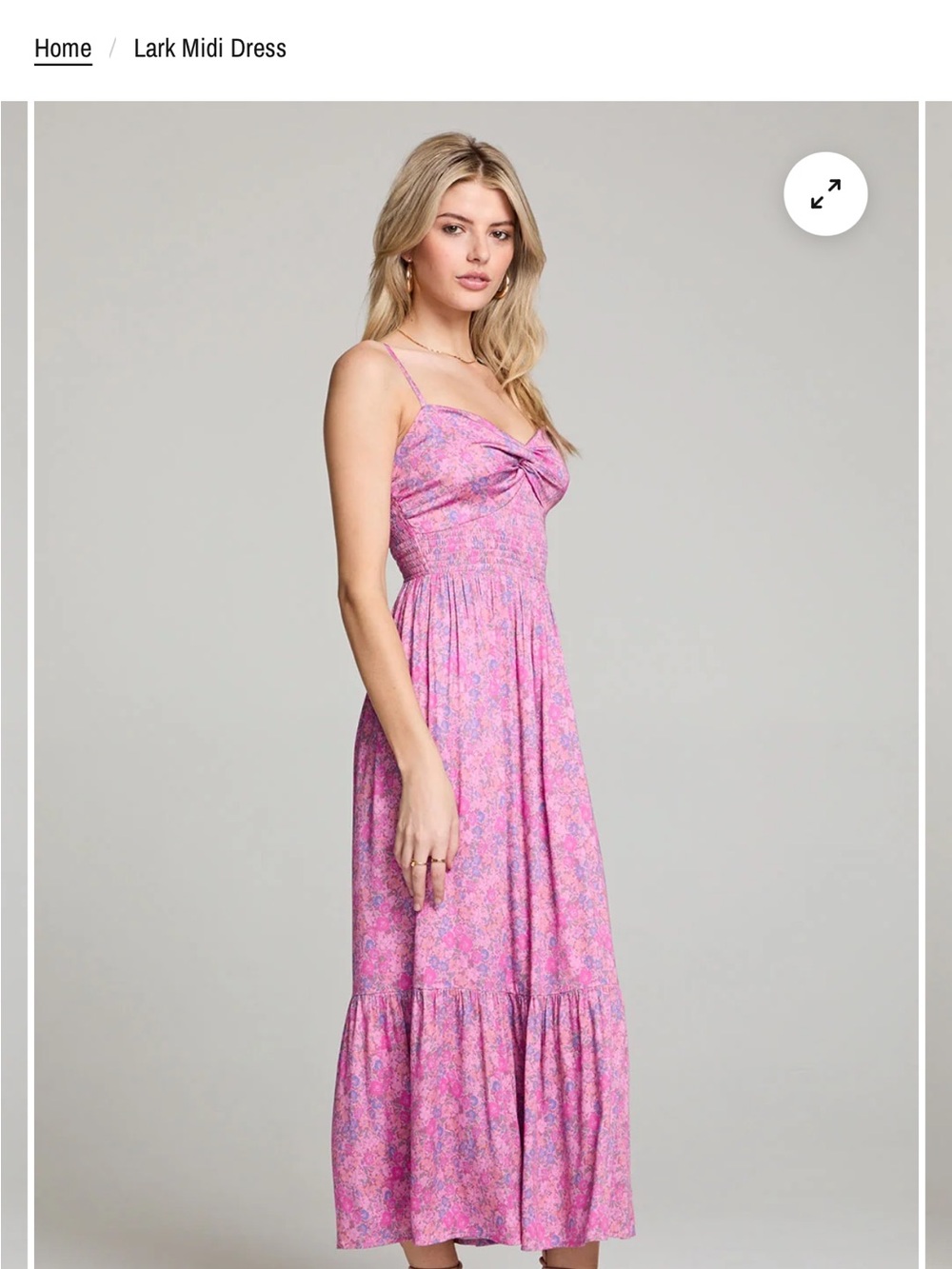 saltwater LUXE Pink Floral Tie-Front Midi Dress